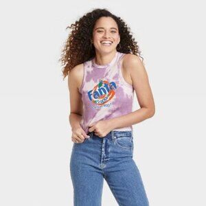 NEW Women's Fanta Racerback Cropped Graphic Tank Top - Purple M